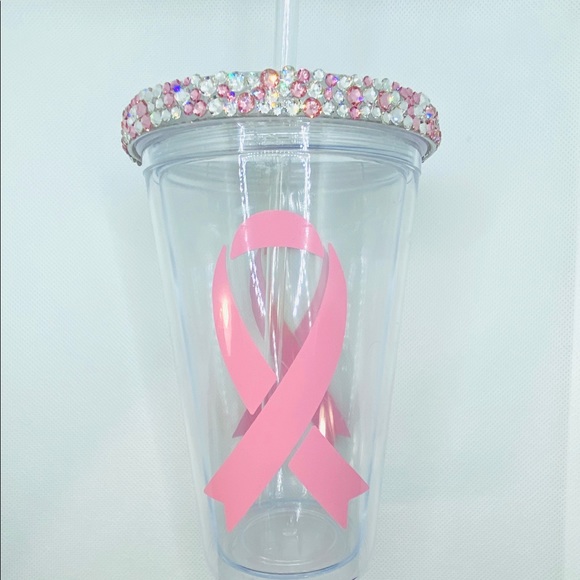 Swarovski Crystal Breast Cancer Tumbler Cold Cup - Picture 3 of 4